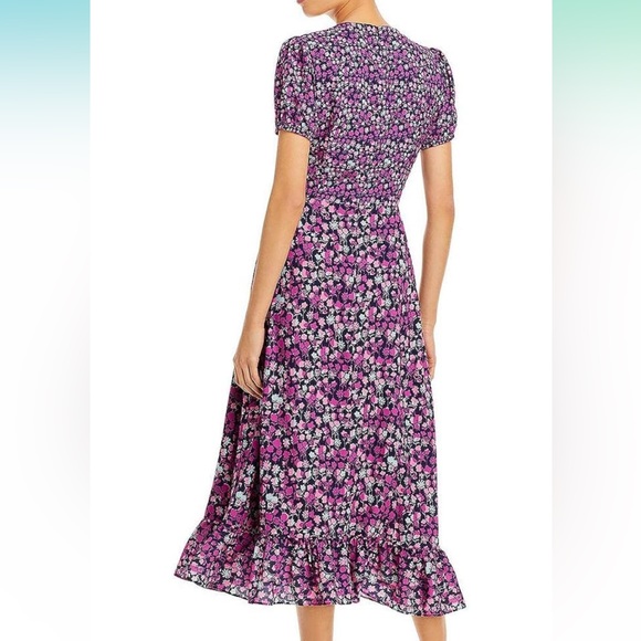 French Connection Bethany Verona Floral Cutout Midi Dress Purple - Picture 4 of 5
